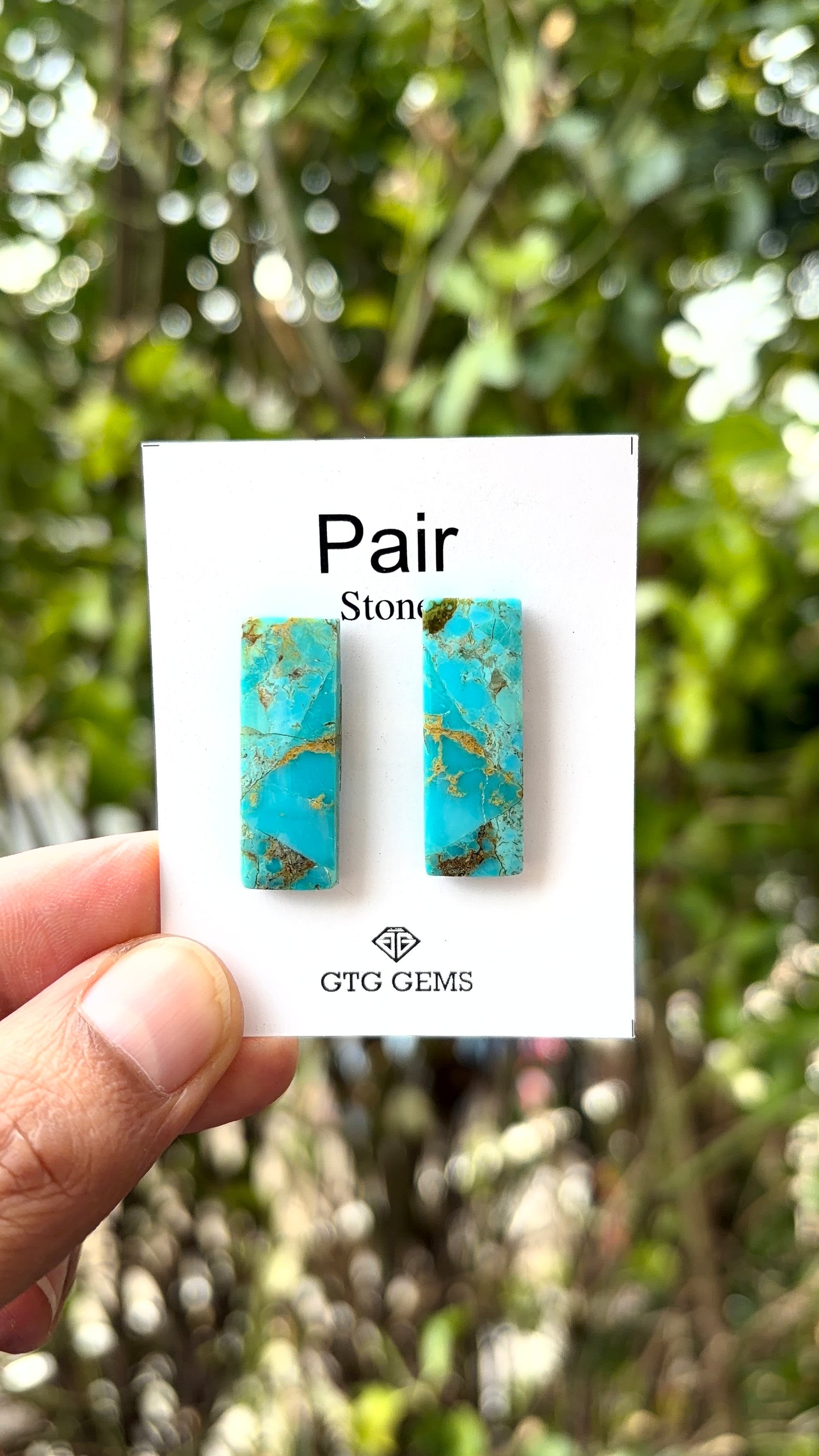 American Turquoise Cabochon Matching Pair 28x9 mm