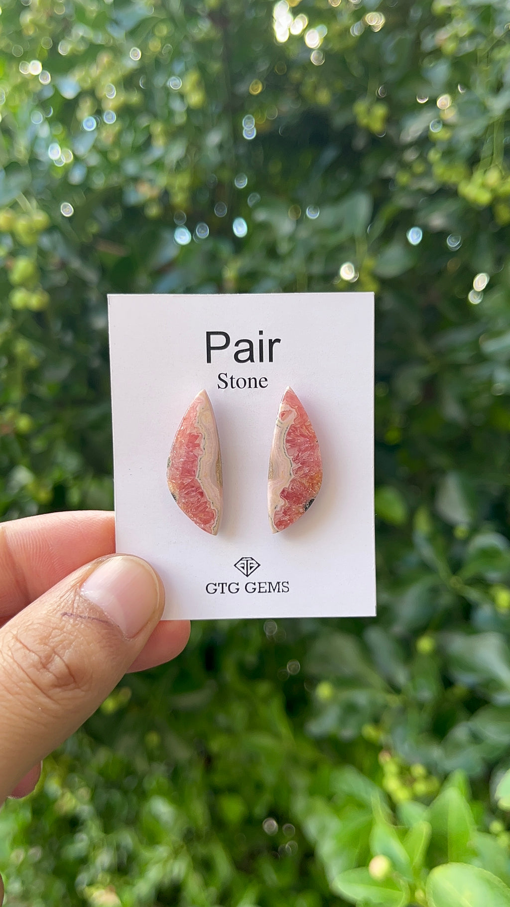Rhodochrosite 28x10.50mm Matching Pair Cabochon Approximately 23.50 Carat (GTG-MCR-6)
