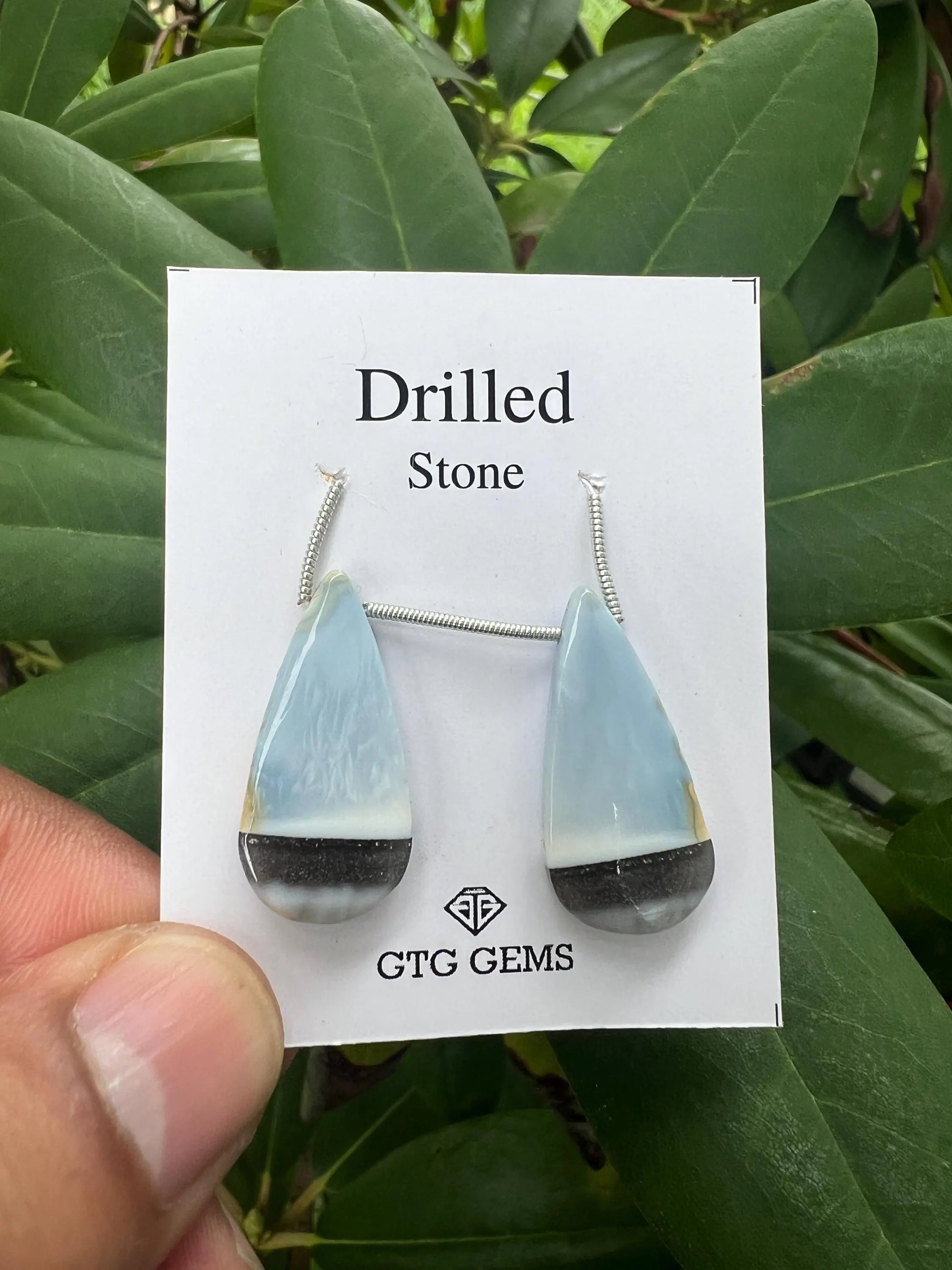 Drilled Blue Opal Cabochon, 28x13mm Approximately 23.50 Carat (GTG-DOP-12)