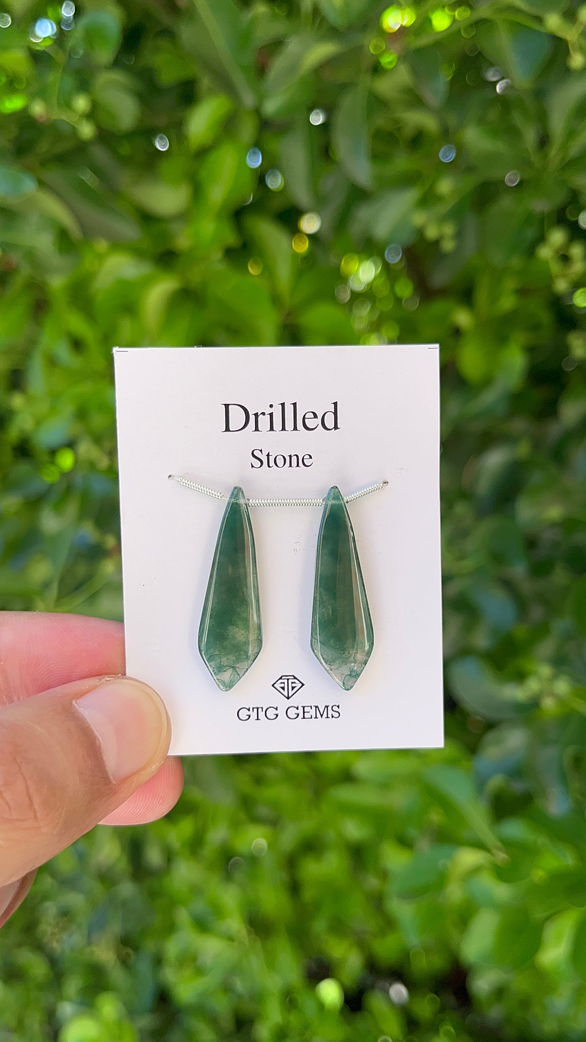 Natural Moss Agate Drilled 32x10 mm Approximately 17 Carat (GTG-DSG-15)