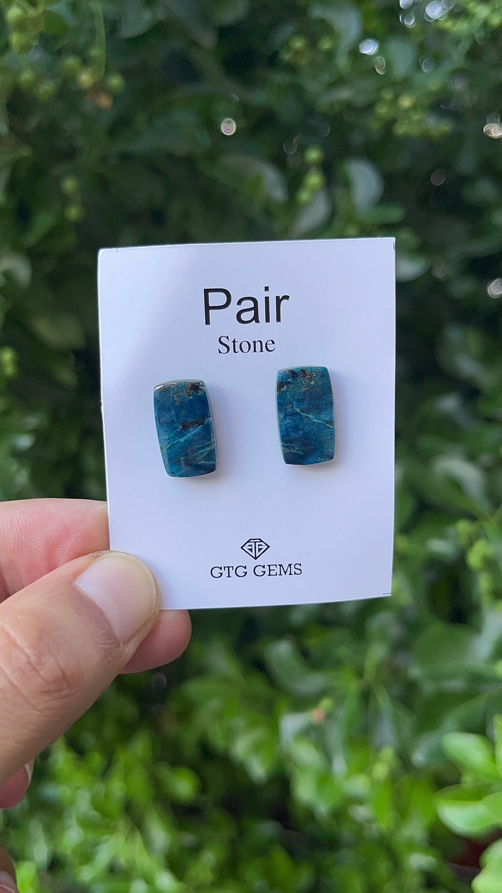 Natural  Azurite Matching Pair Cabochon, 17x10 mm, Approximately 15 carat (GTG-MAC-4)