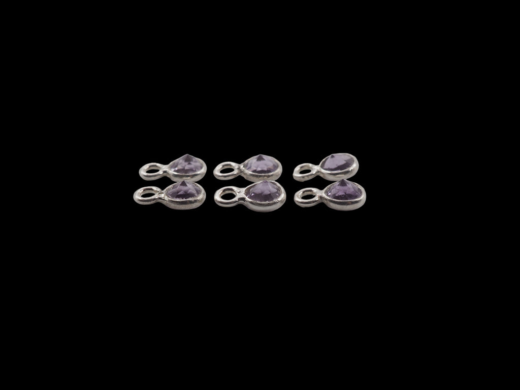 Amethyst Bezel  4 mm, Single Connector, Amethyst Bezel, Amethyst  Charm, 925 Sterling Silver(GTG-SBA-13)