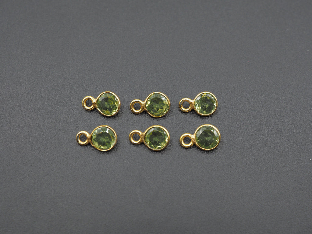 Peridot 18K Gold Filled Bezel 4mm, Single Connector, Peridot Charm