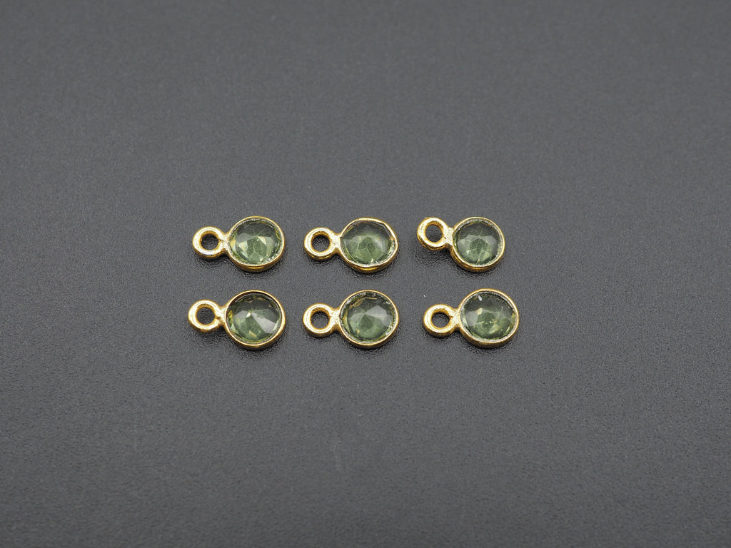Peridot 18K Gold Filled Bezel 4mm, Single Connector, Peridot Charm