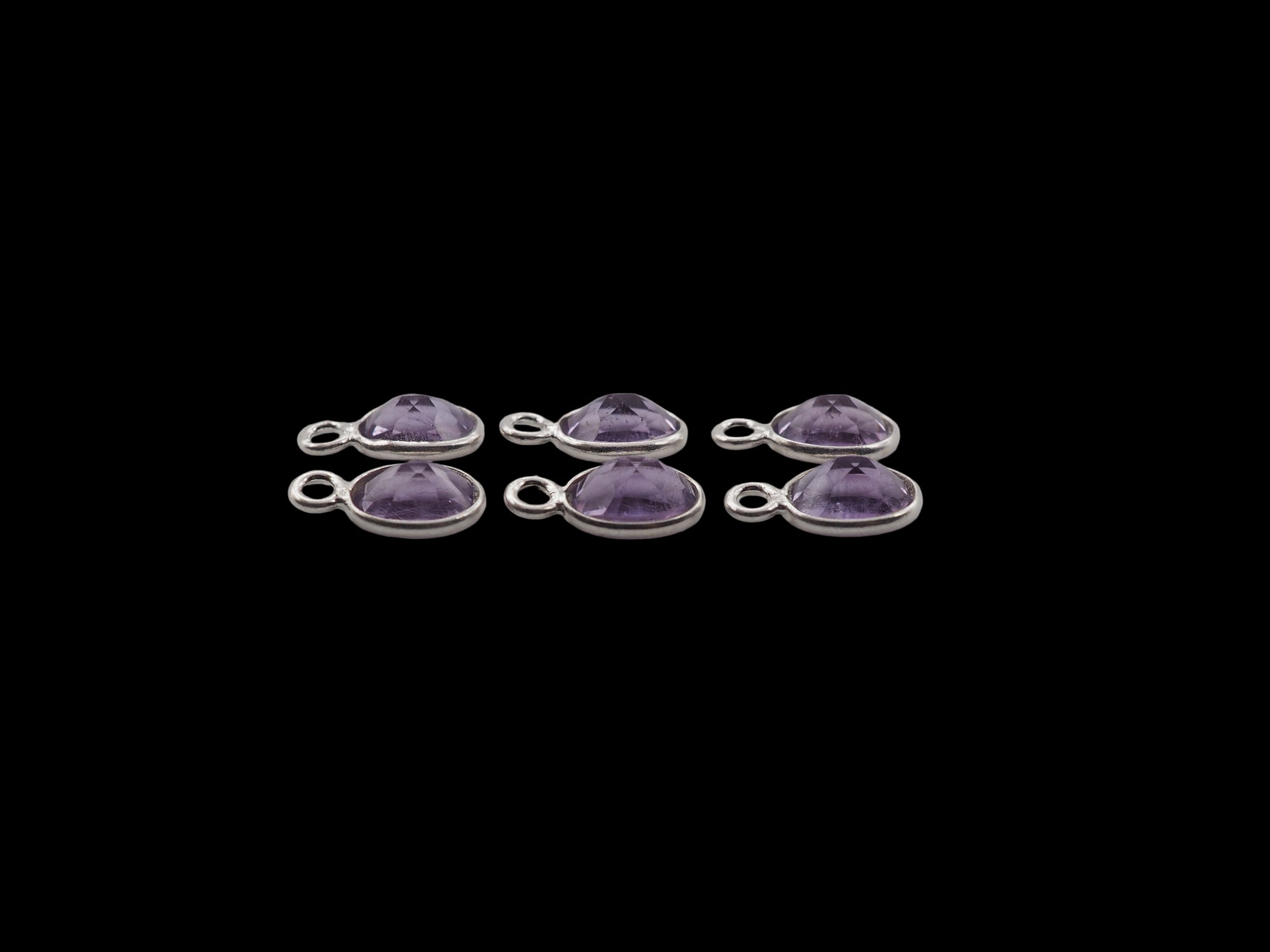 Amethyst Bezel  7x5 mm, Single Connector, Amethyst Bezel, Amethyst  Charm, 925 Sterling Silver(GTG-SBA-14)
