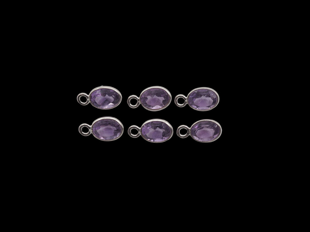 Amethyst Bezel  7x5 mm, Single Connector, Amethyst Bezel, Amethyst  Charm, 925 Sterling Silver(GTG-SBA-14)