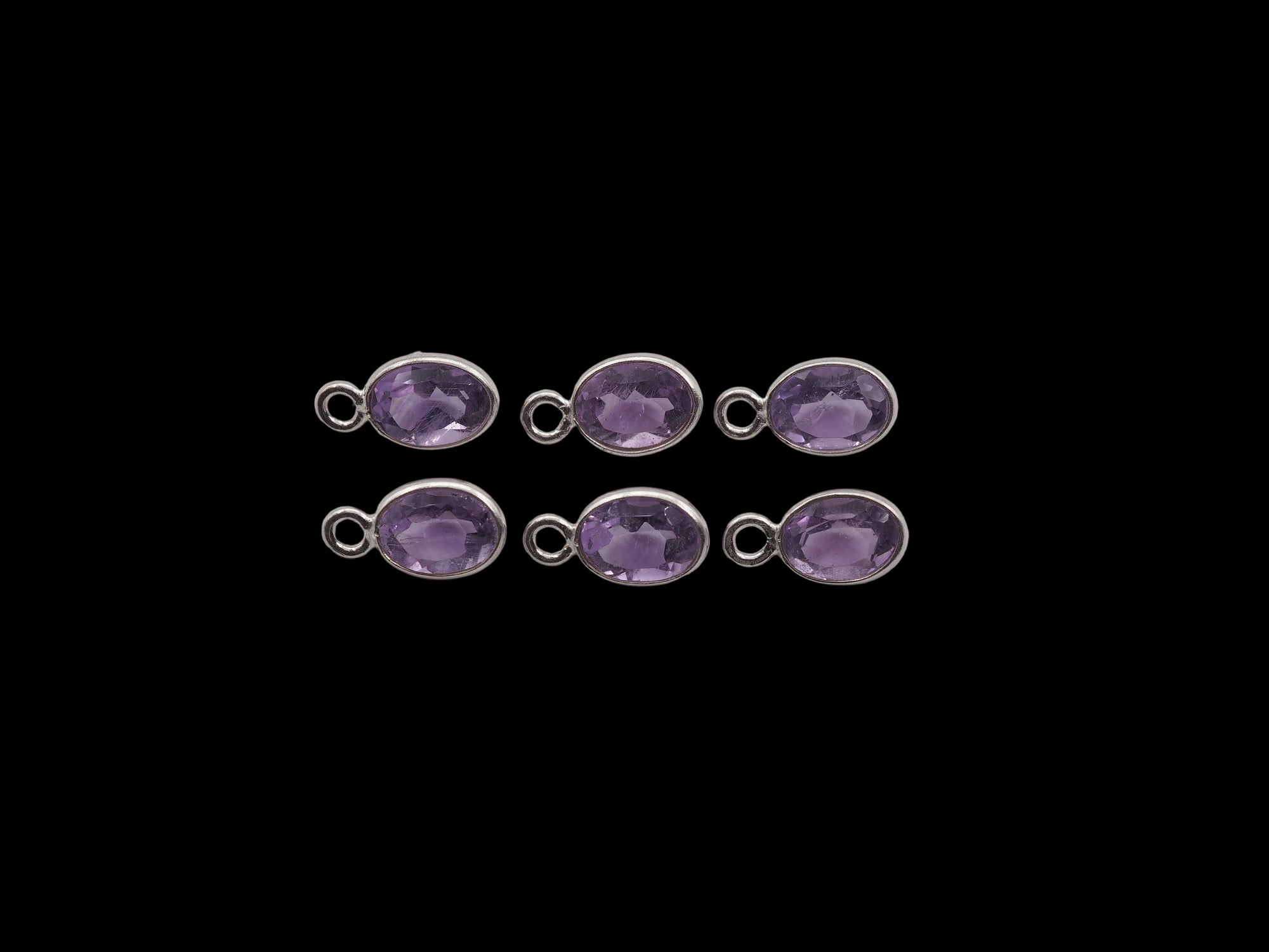 Amethyst Bezel  7x5 mm, Single Connector, Amethyst Bezel, Amethyst  Charm, 925 Sterling Silver(GTG-SBA-14)