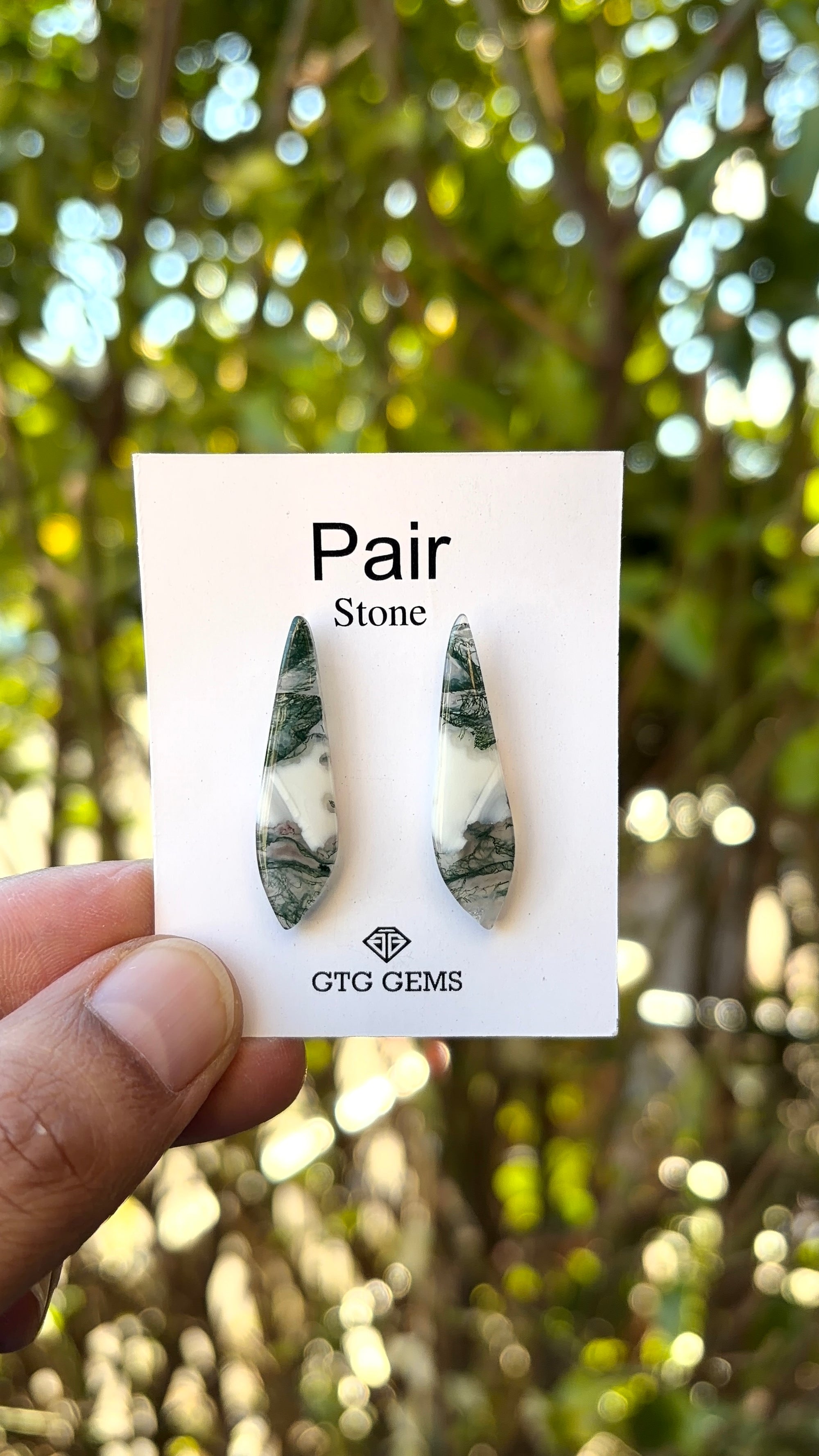 Moss Agate 18x10 mm Matching Pair Cabochon