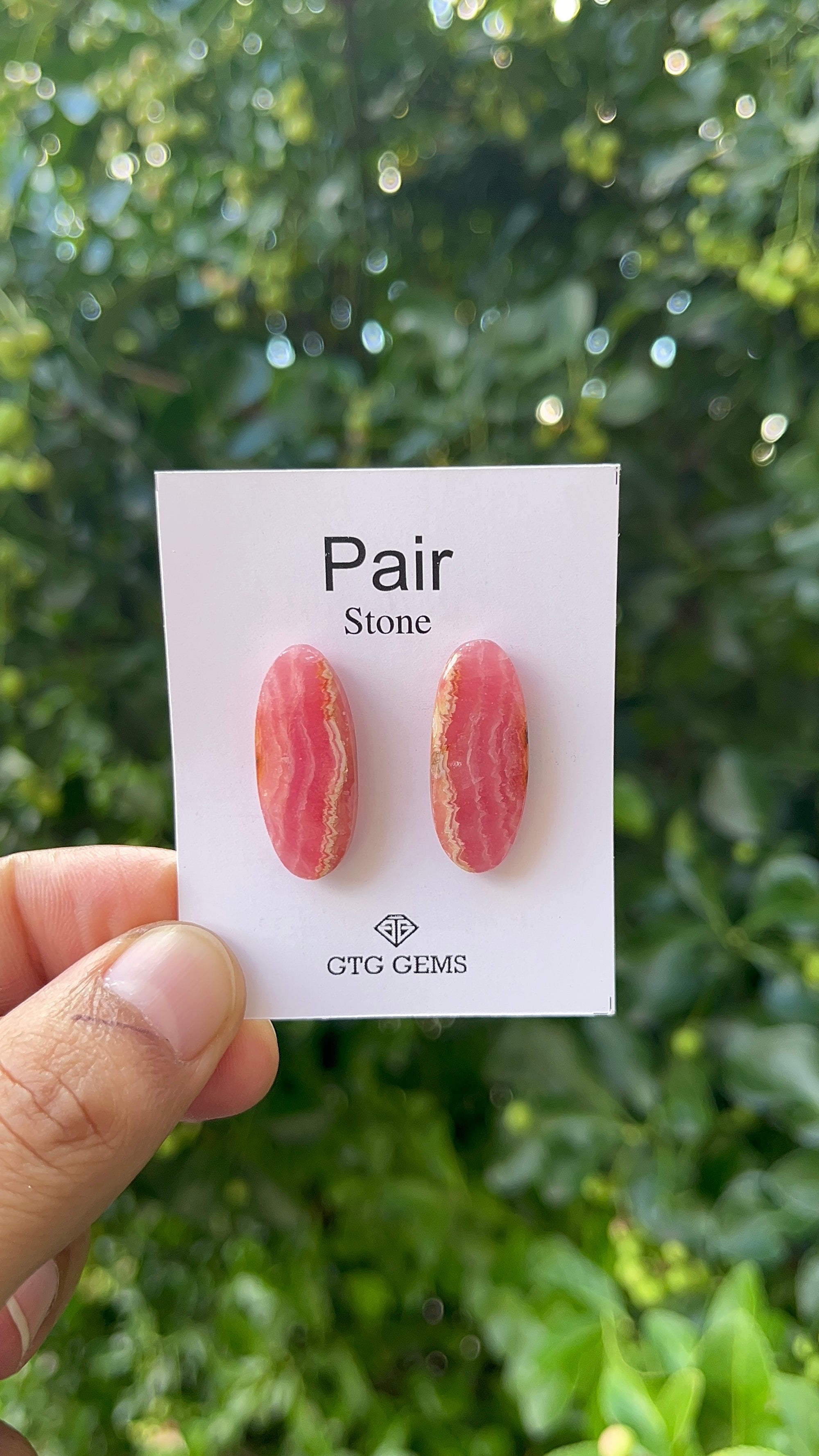 Rhodochrosite 27x11mm Matching Pair Cabochon Approximately 32 Carat (GTG-MCR-7)