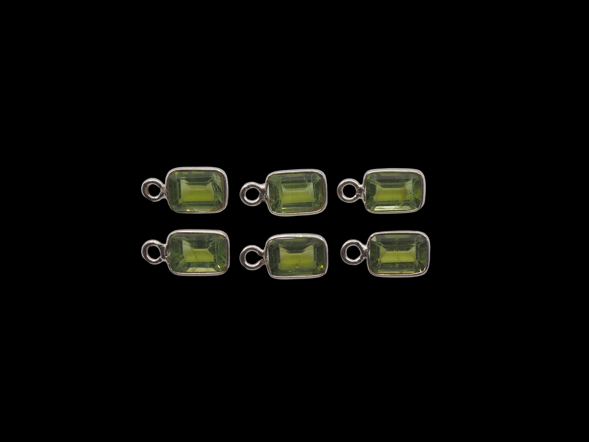 Peridot Silver Bezel, Single Connector, 7x5 mm, Peridot Charm (GTG-SBP-13)