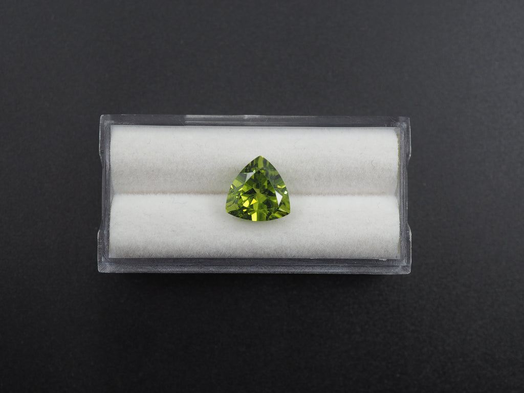 Peridot  Faceted Trillion Shape 10 x 10 mm Single Piece Approximately 3.84 Carat (GTG-P-82)