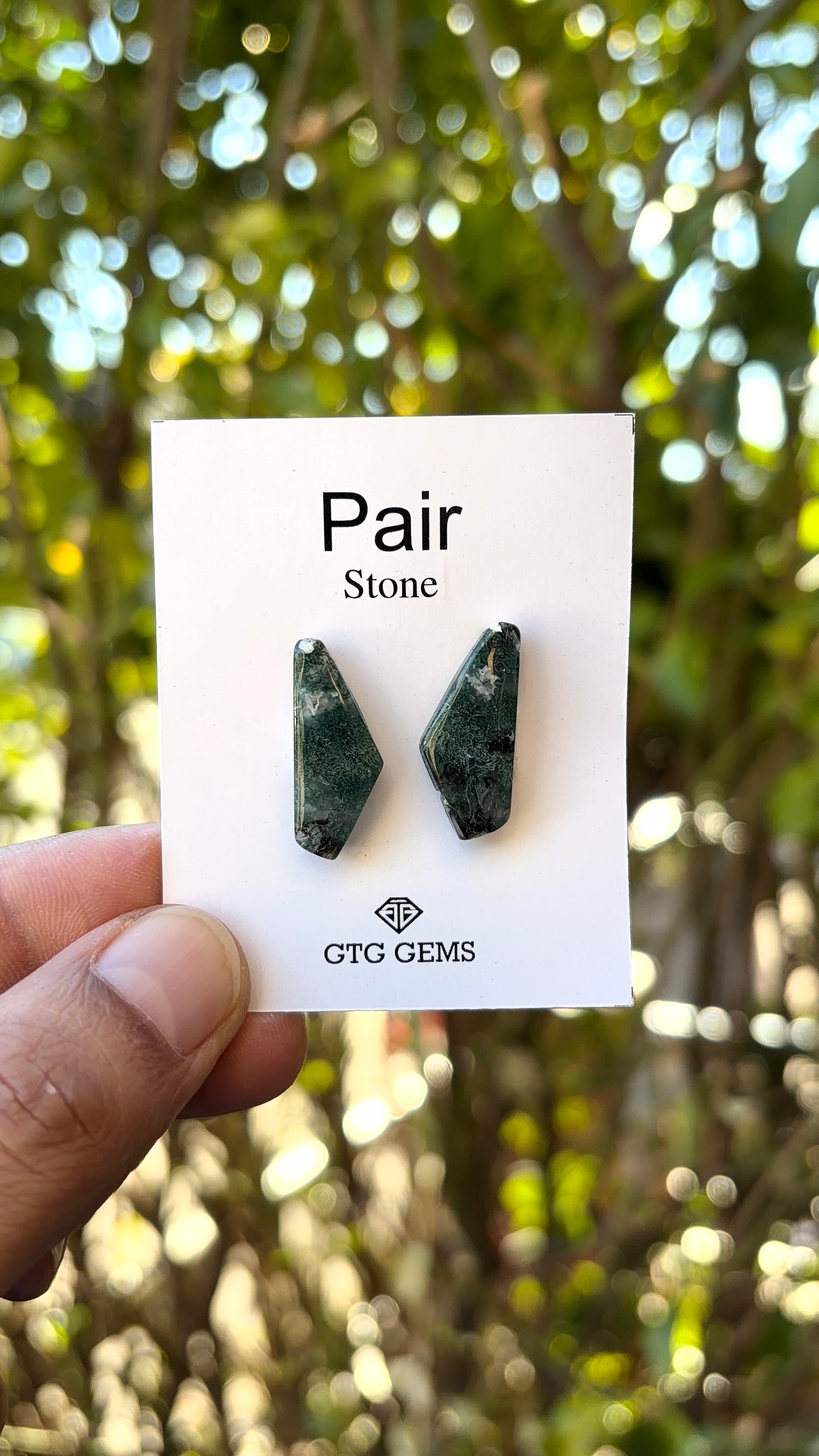 Moss Agate 27x12 mm Matching Pair Cabochon