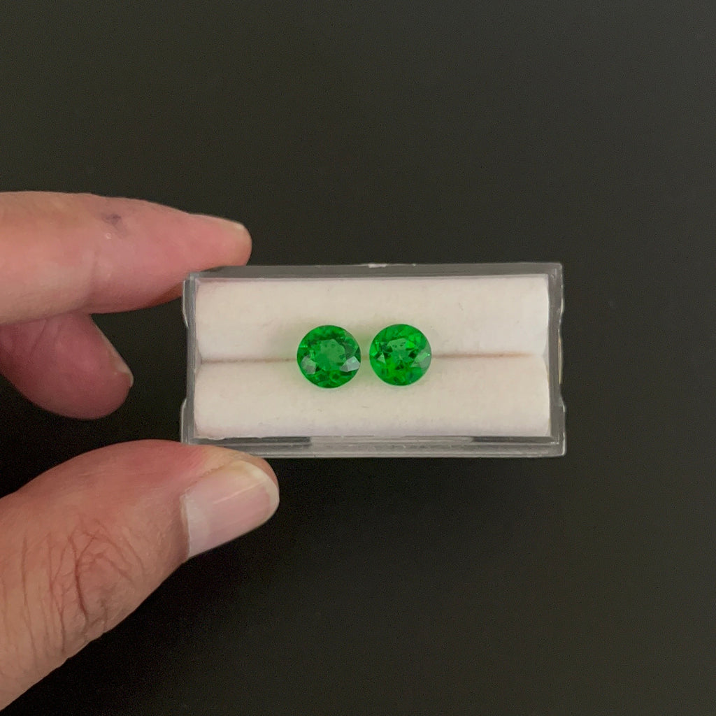 Green Topaz Faceted Matching Pair 8 mm, Approximately 4.77 Carat (GTG-GTO-29)