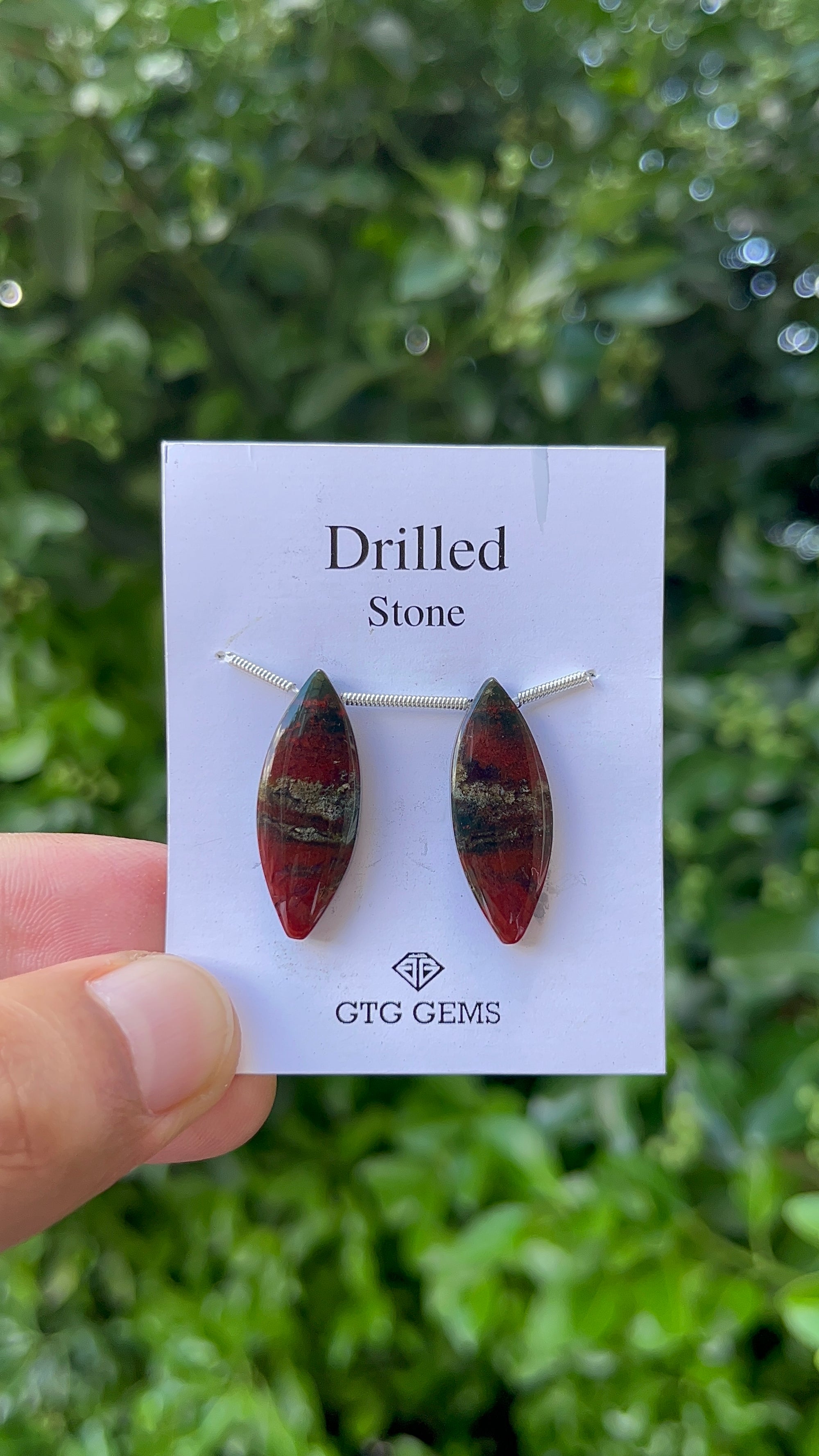 Drilled Blood stone jasper 27x10 mm Approximately 20 Carat (GTG-DBJ-9)