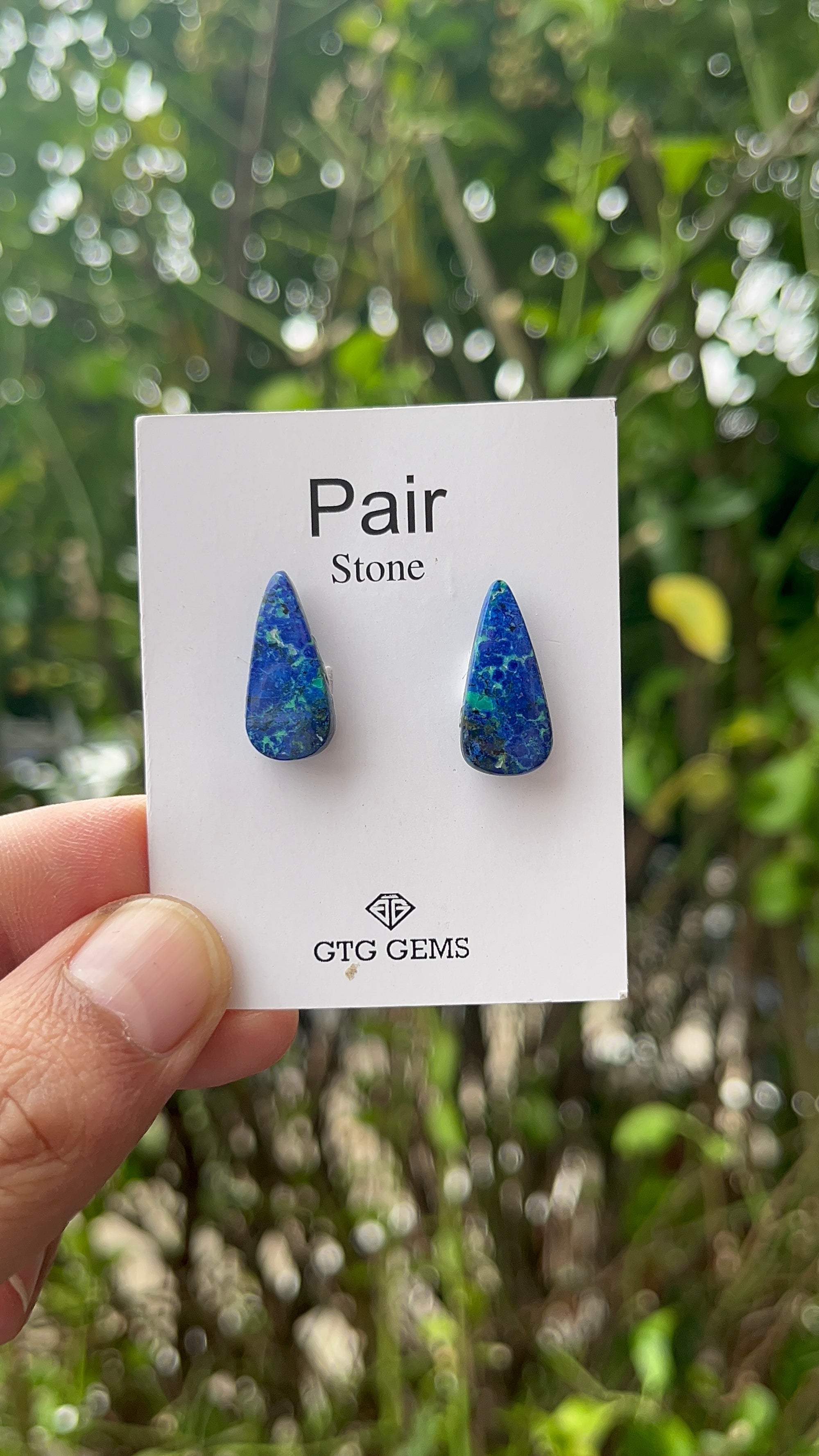 Azurite Malachite, Cabochon Matching Pair 20x9 mm