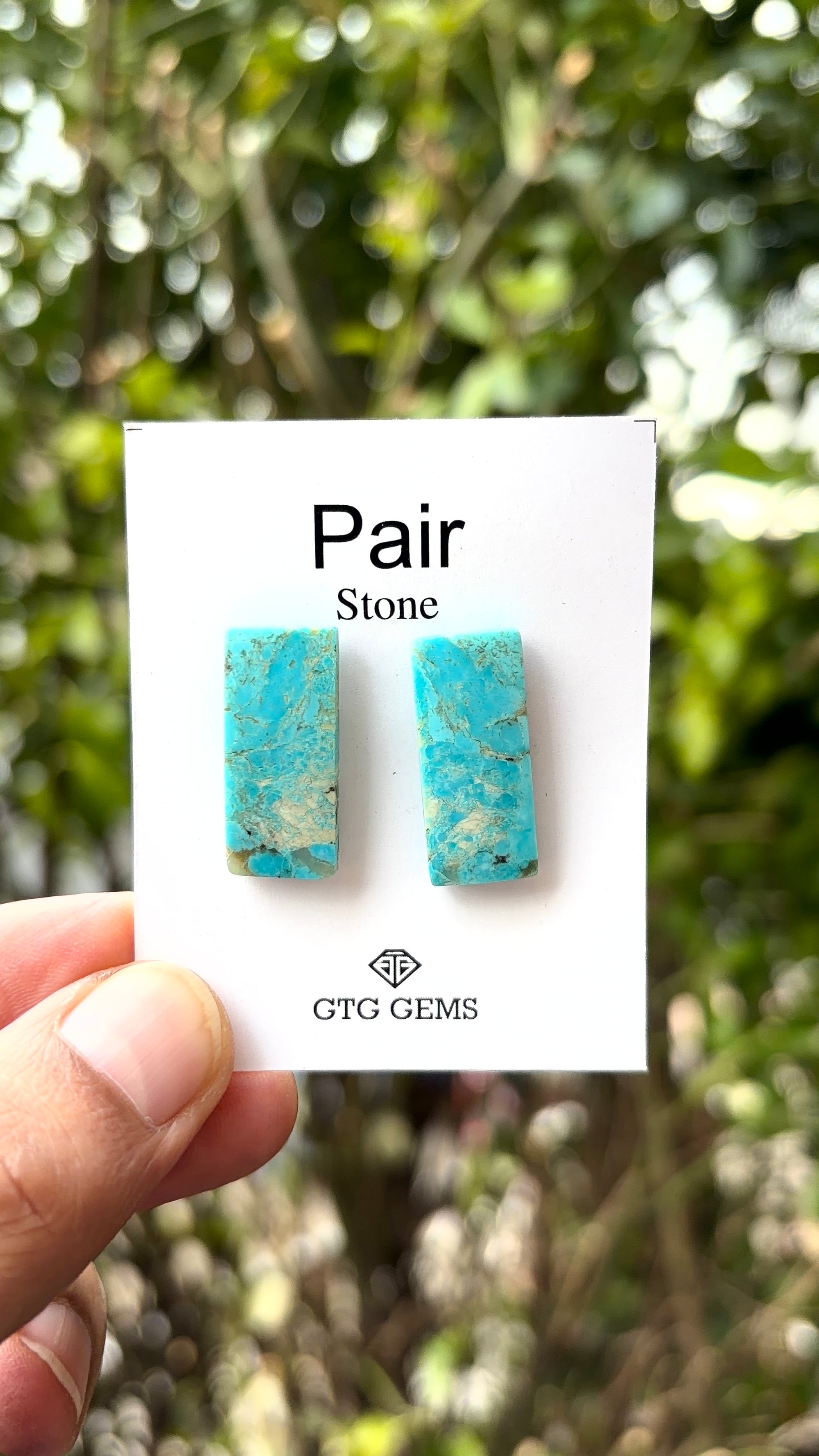 American Turquoise Cabochon Matching Pair 23x9 mm