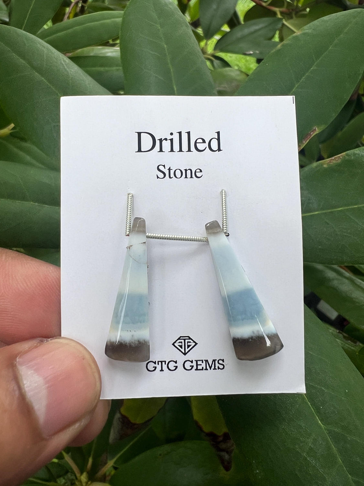 Drilled Blue Opal  Cabochon, 29x9mm Approximately 14.0 Carat (GTG-DOP-34)