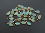 Opal 18K Gold Filled Bezel 6x4 mm, Single Connector, Opal Charm, 1 Piece