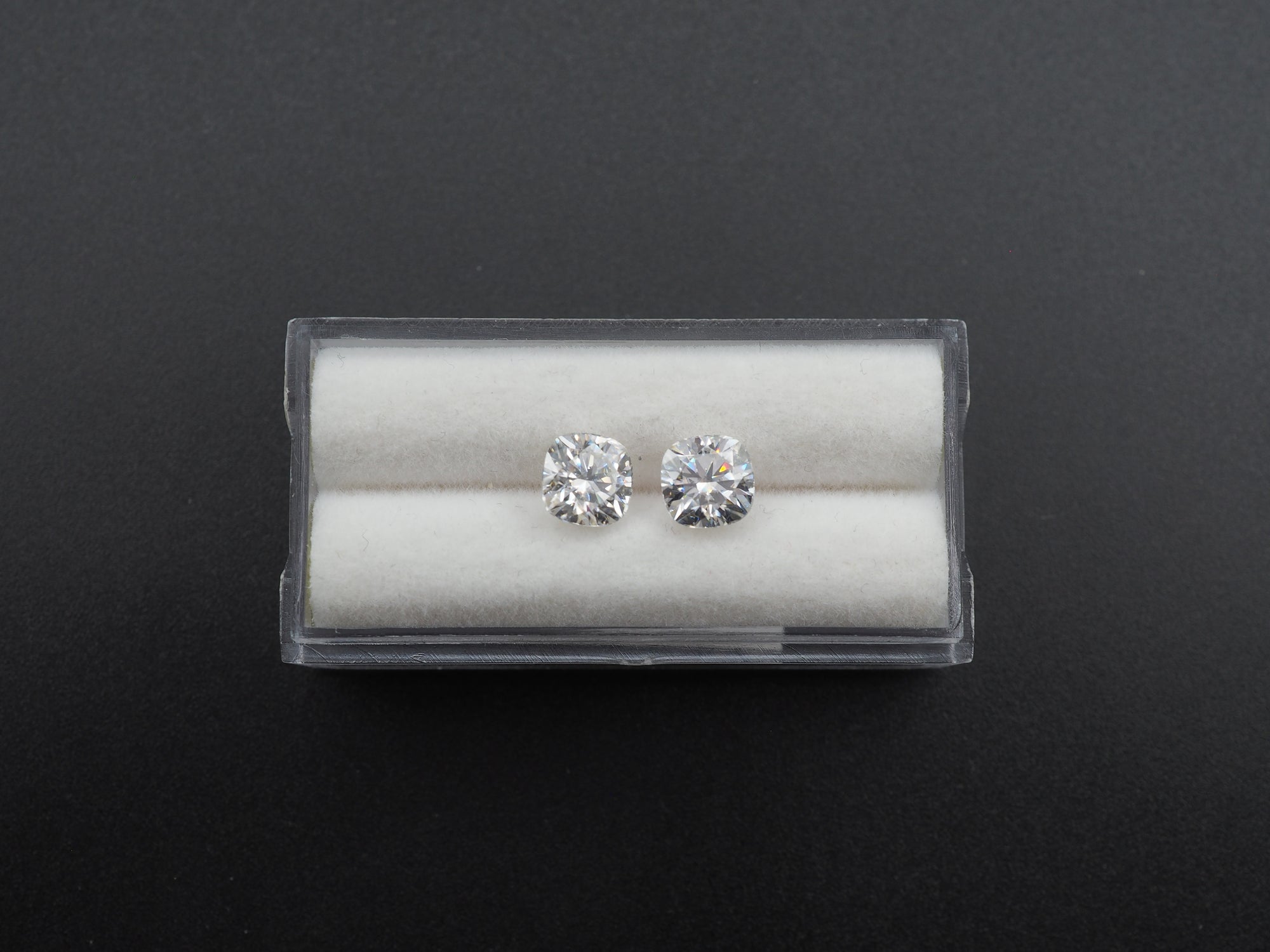 Moissanite Faceted Cushion Shape 6.5mm Matching Pair Approximately 2.56 Carat