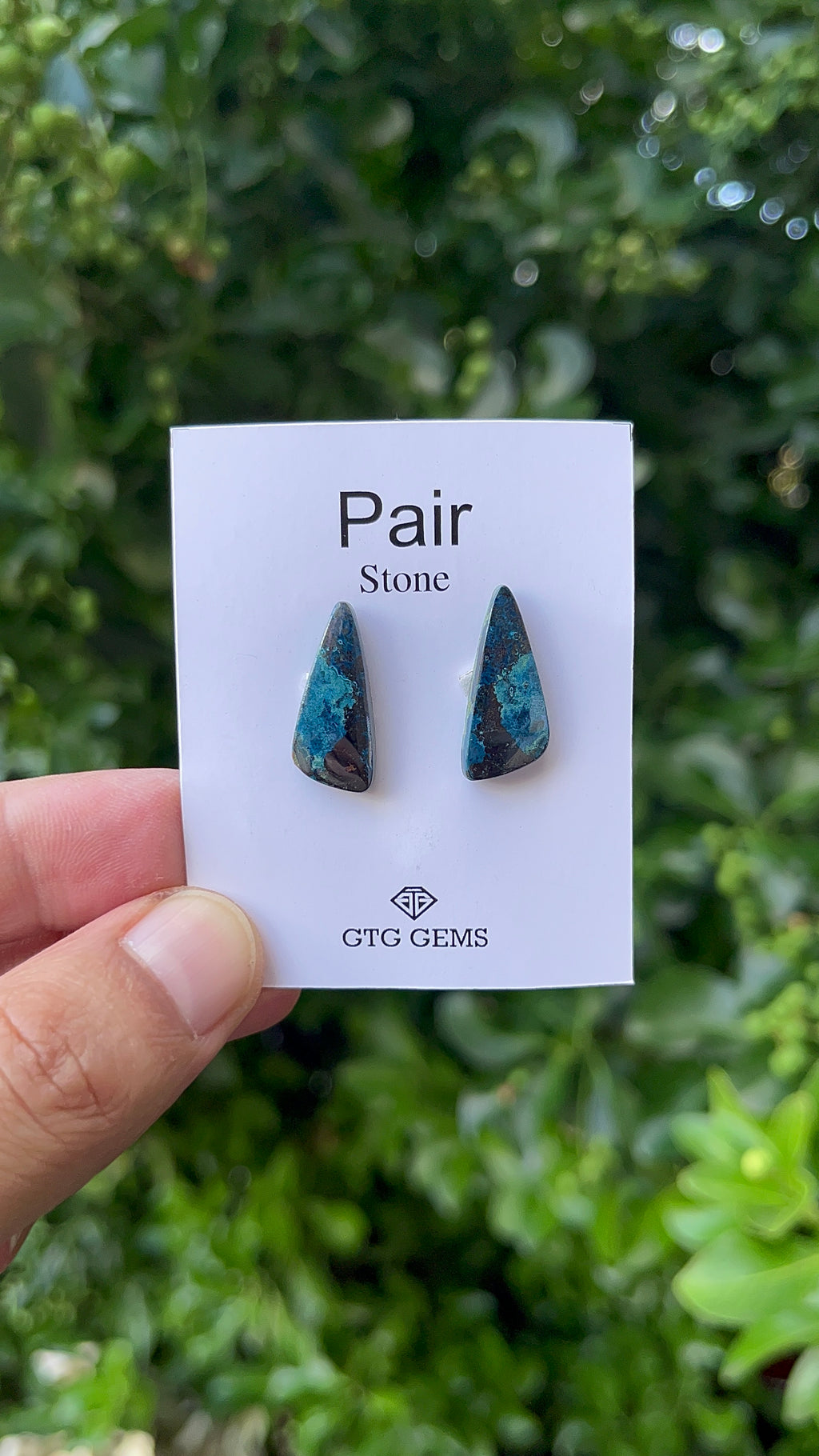 Natural  Azurite Matching Pair Cabochon, 21x9 mm, Approximately 17.5 carat (GTG-MAC-5)