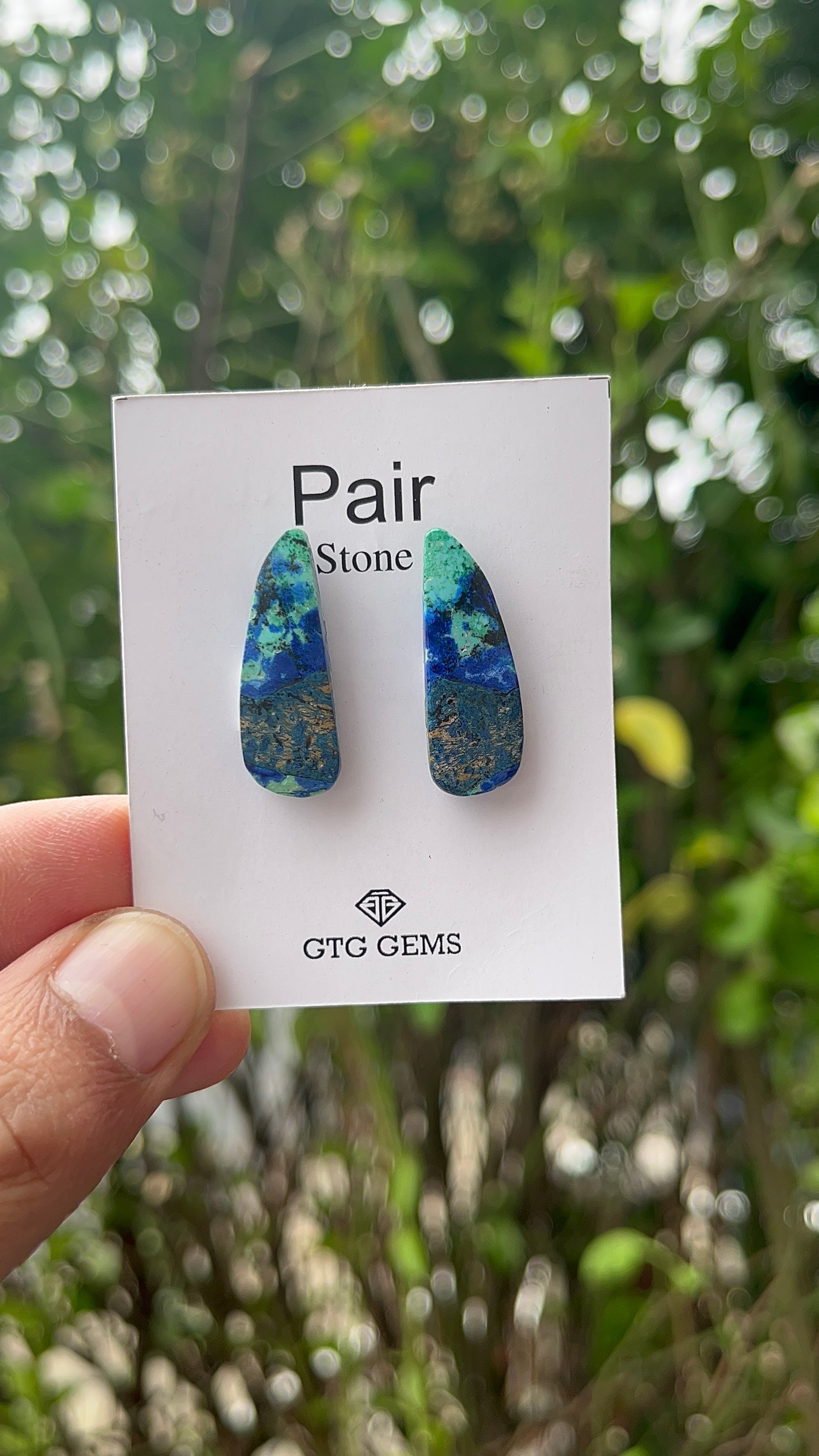 Azurite Malachite, Cabochon Matching Pair 27x9.50 mm