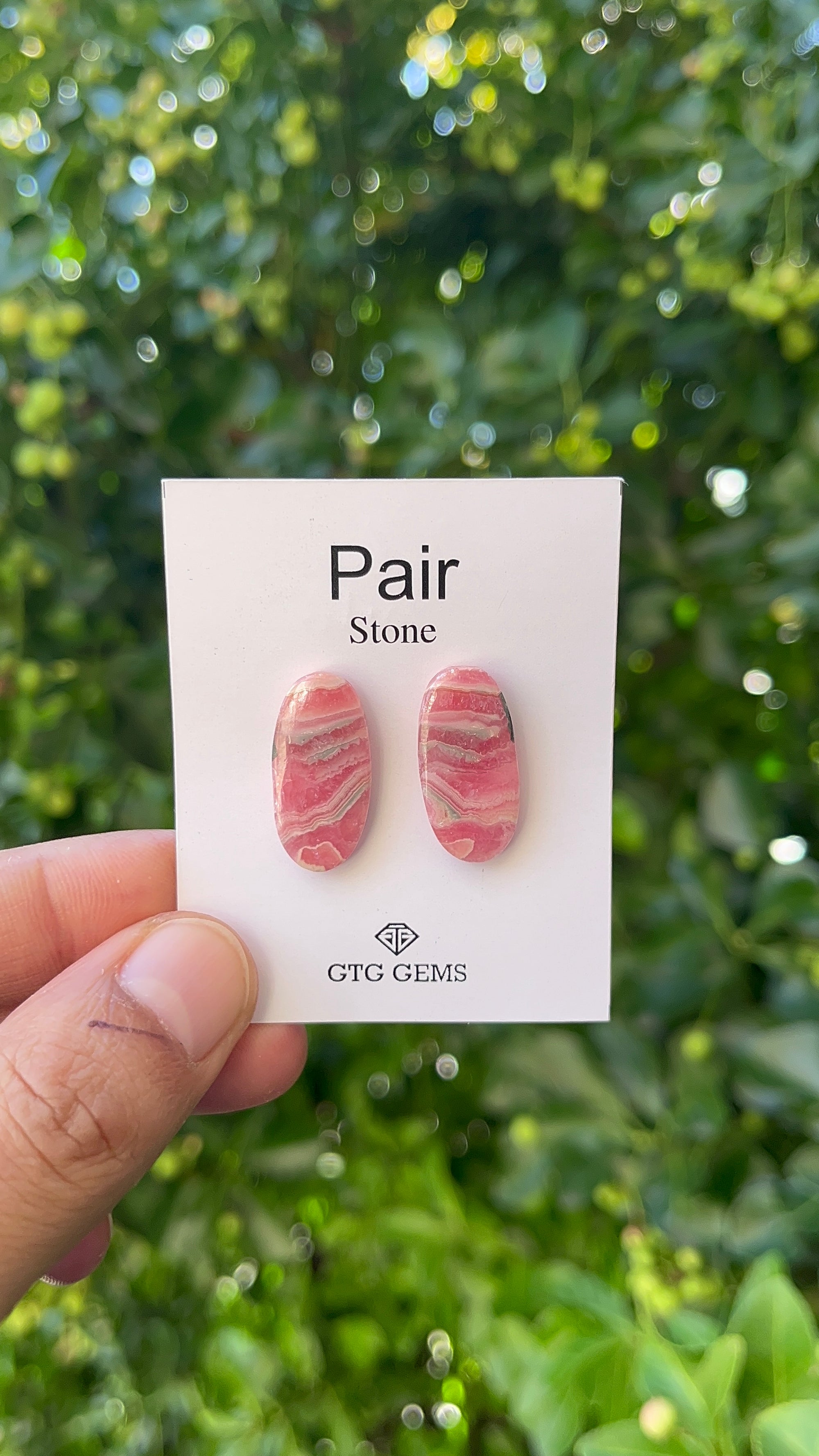 Rhodochrosite 23x11mm Matching Pair Cabochon Approximately 20.50 Carat (GTG-MCR-9)