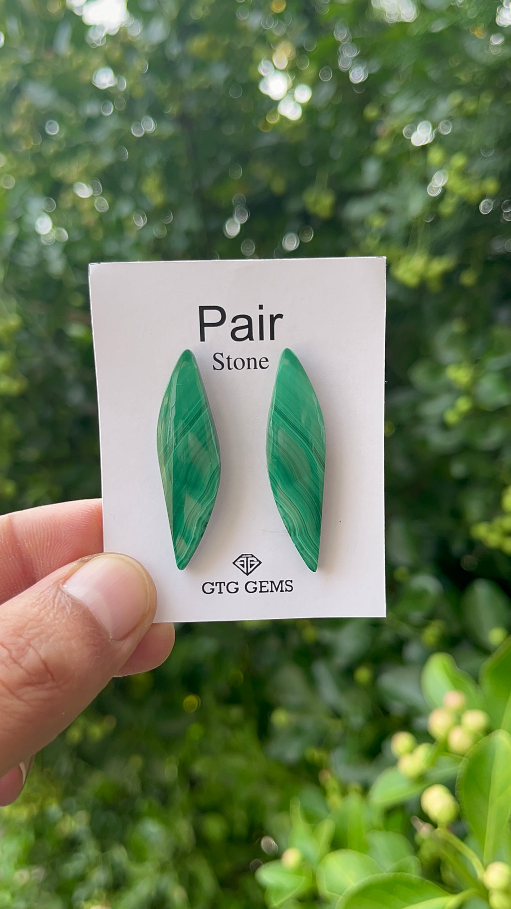 Malachite 39x10mm Matching Pair Cabochon Approximately 37.50 Carat (GTG-MMC-9)