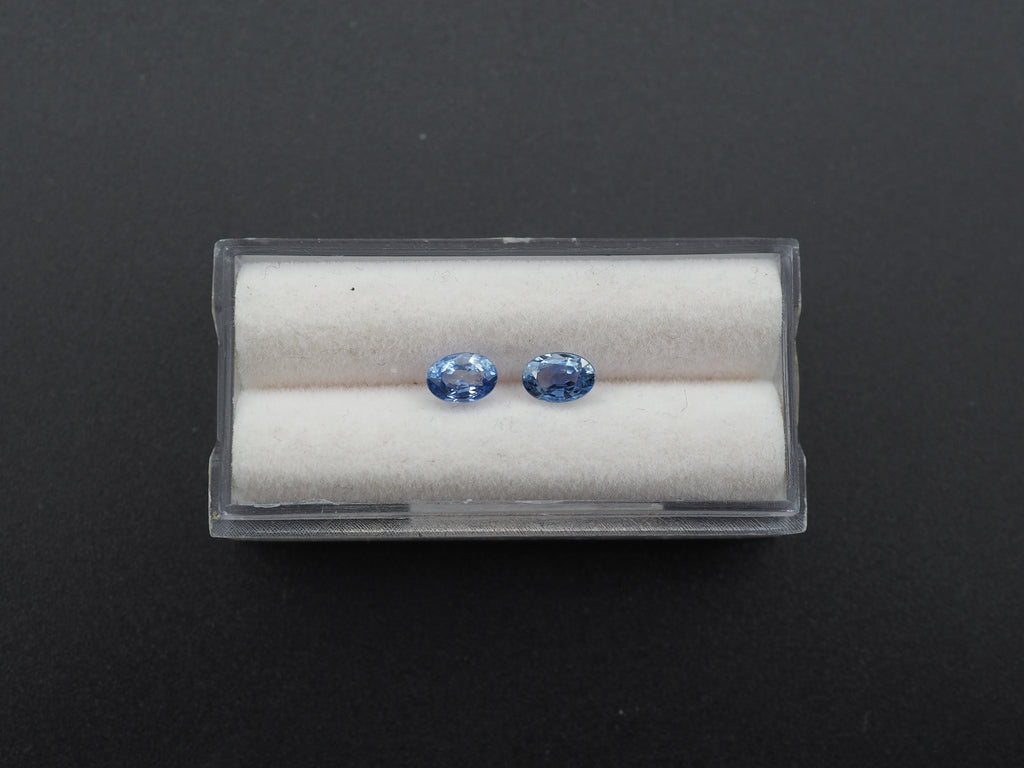 Blue Sapphire Faceted Oval Shape 6 x 4 x mm & 6 x 4 mm Matching Pair Approximately 1.45 Carat