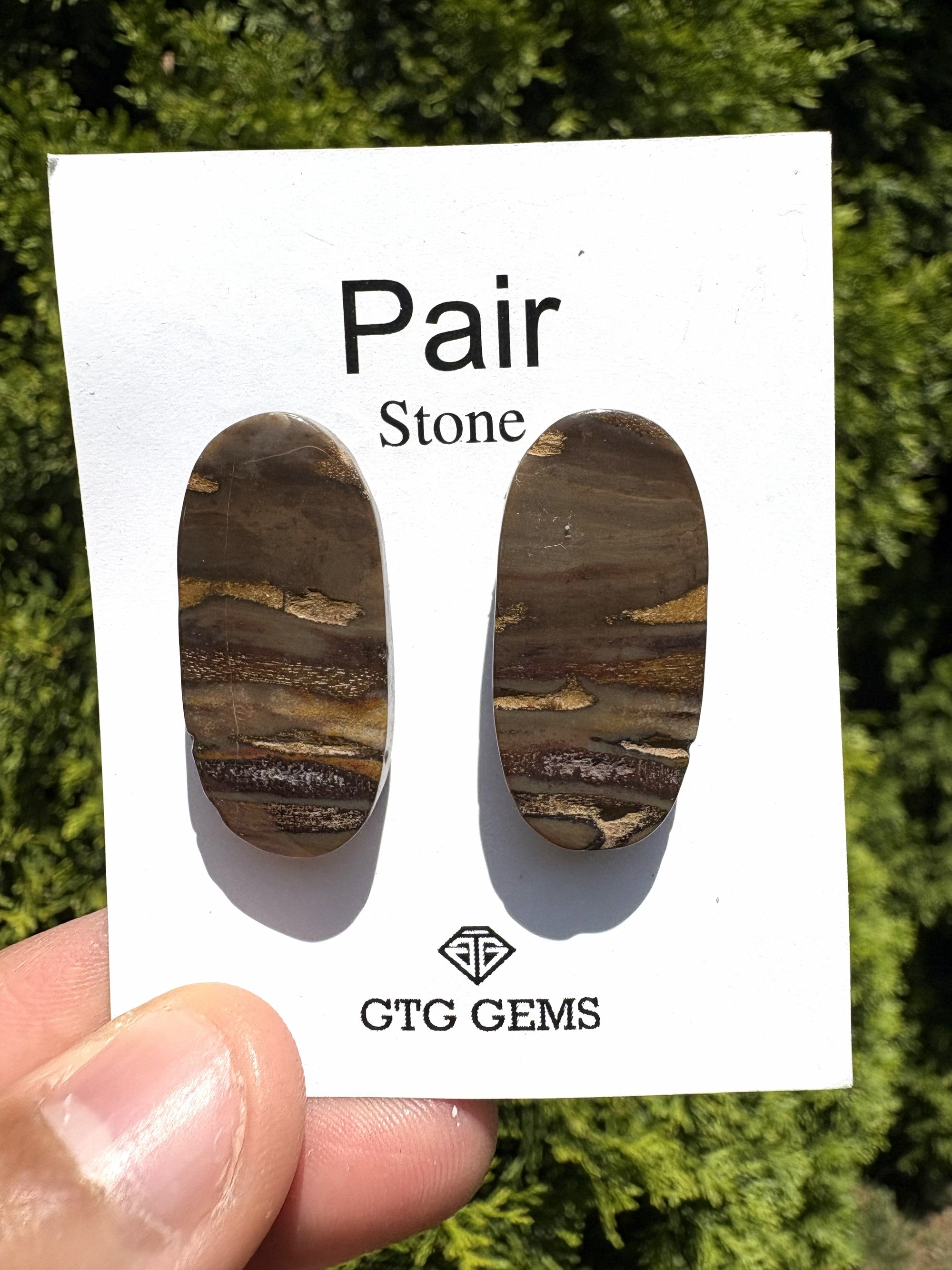 Wood Jasper Matching Pair 29x14 mm, Approximately 35 carat (GTG-MWJ-10)