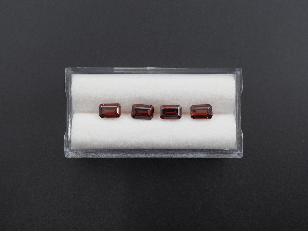 Rhodolite Faceted Garnet Rectangle Shape 6 x 4 mm Approximately 2.84 Carat, 4 Pieces