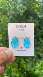 Hydro Drilled Faceted Blue Topaz, 22x13mm  Approximately 14.50 Carat (GTG-HBT-2)