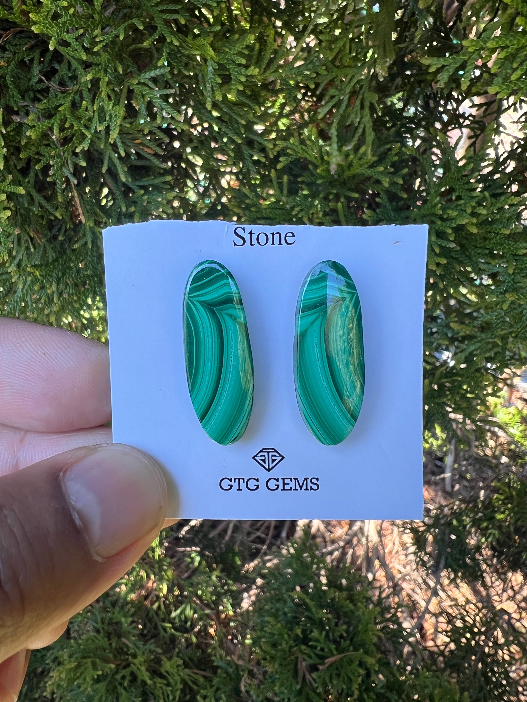 Malachite 29x11 mm Matching Pair Cabochon