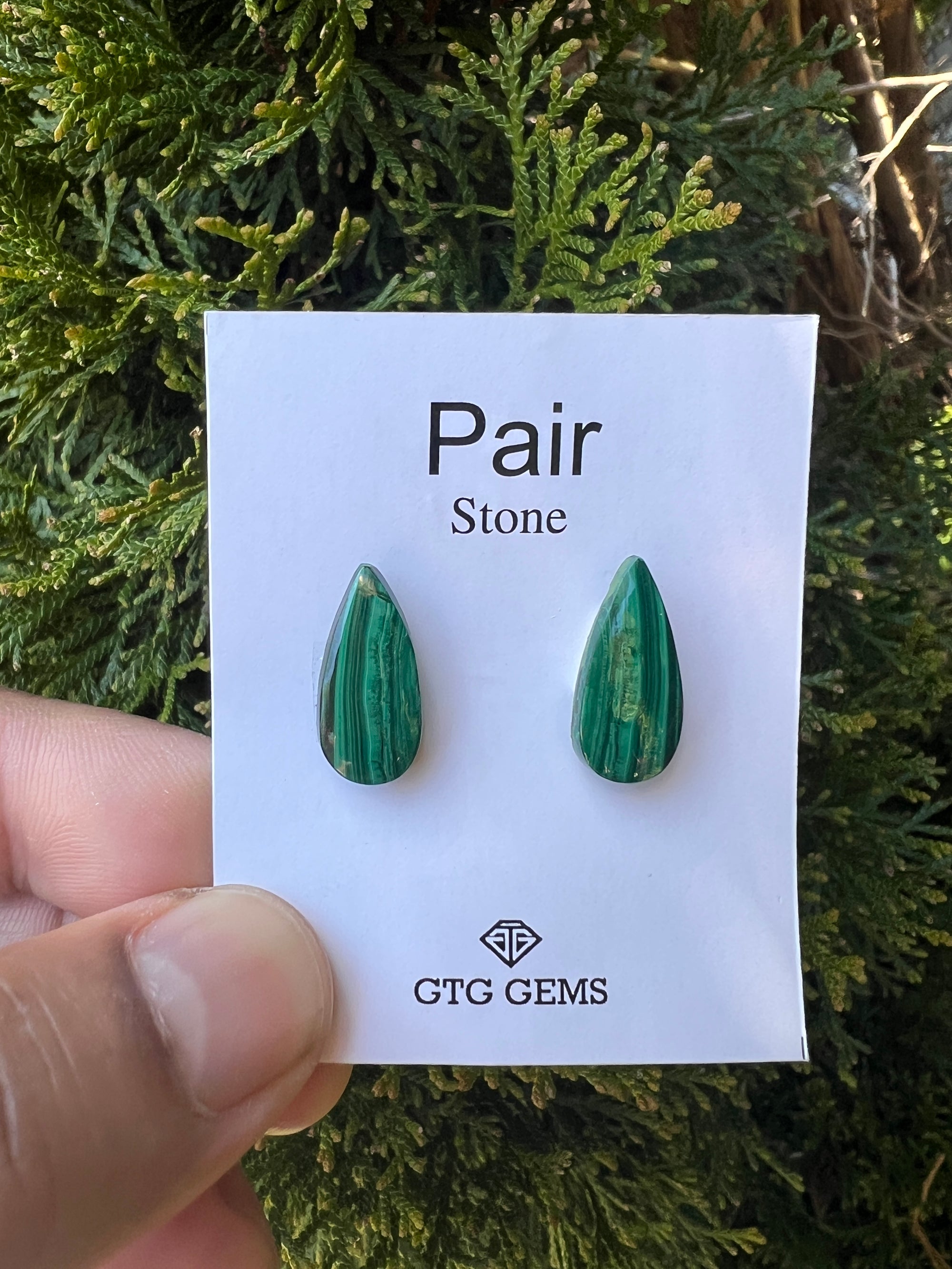 Malachite 19x9 mm Matching Pair Cabochon