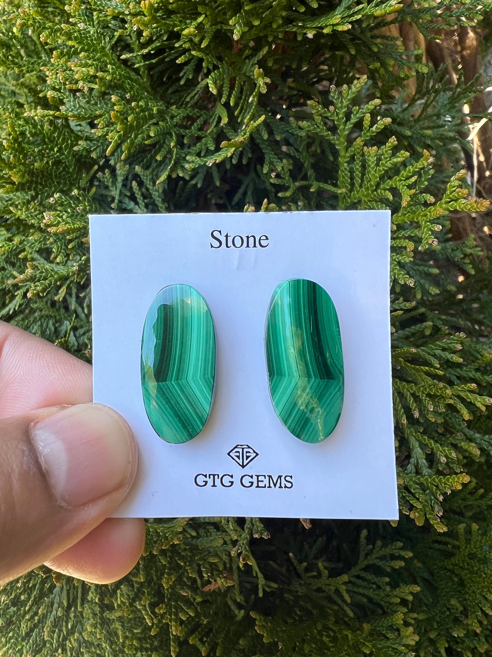 Malachite 26x12 mm Matching Pair Cabochon