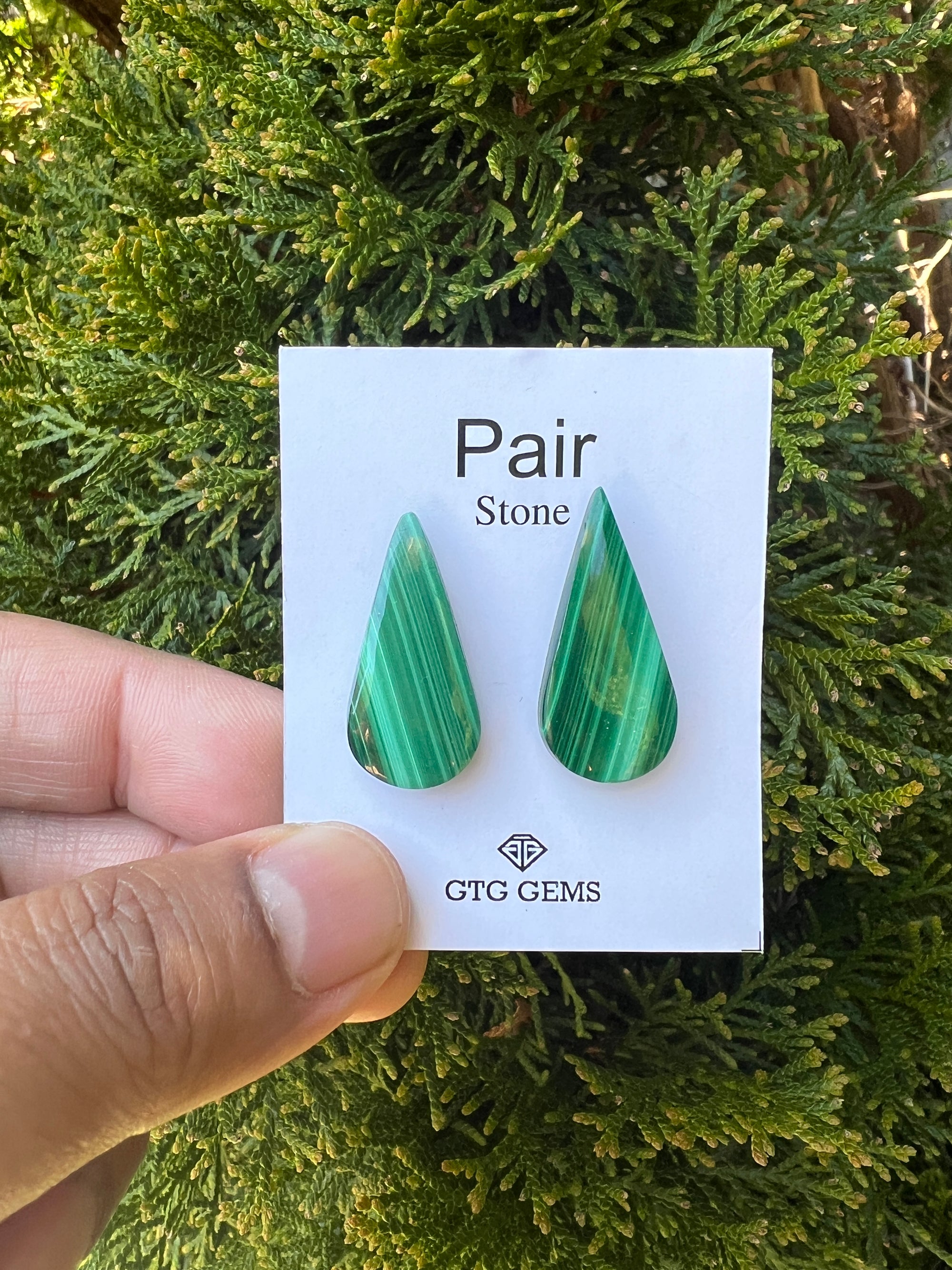 Malachite 30x14 mm Matching Pair Cabochon