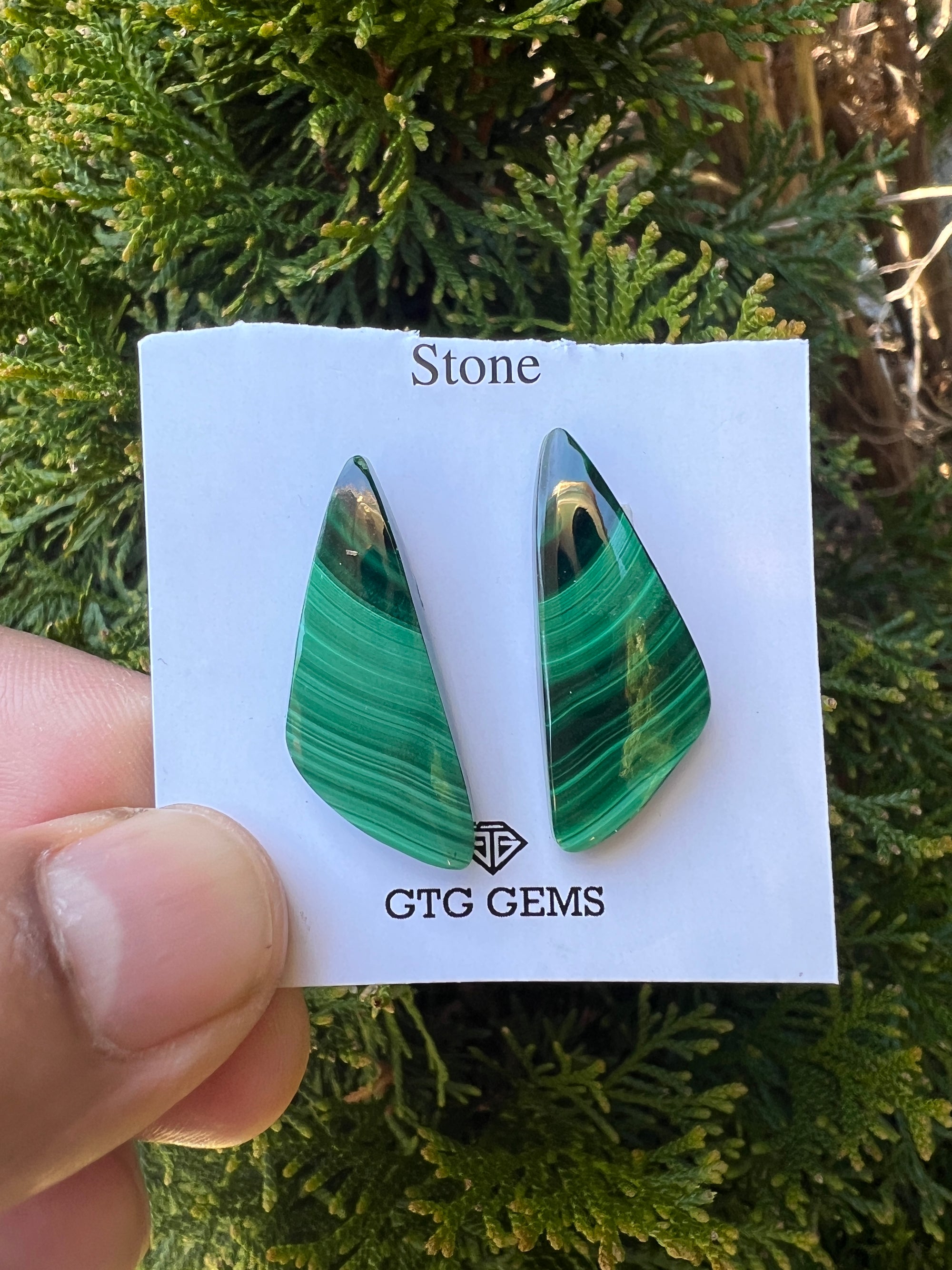 Malachite 31x12 mm Matching Pair Cabochon