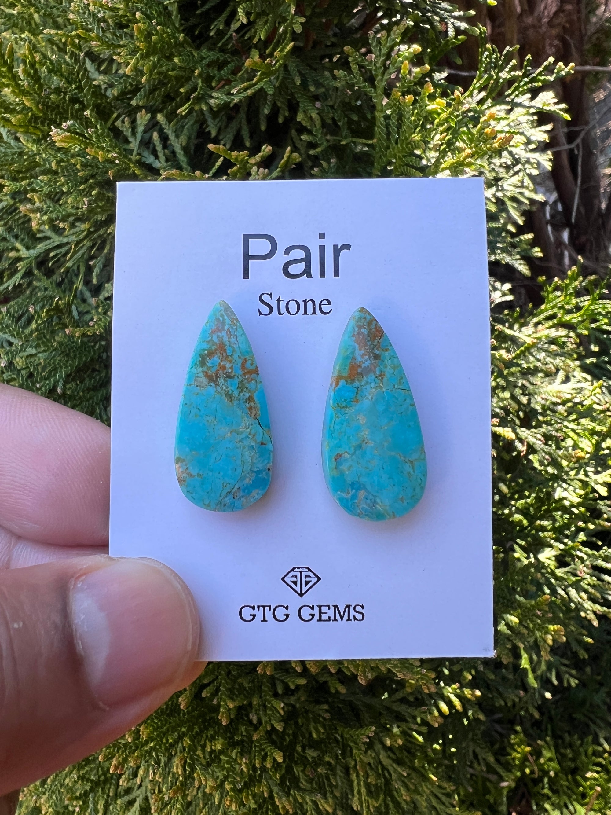 American Turquoise matching pair 27x13mm approximately 20 carat (GTG-MAT-32)