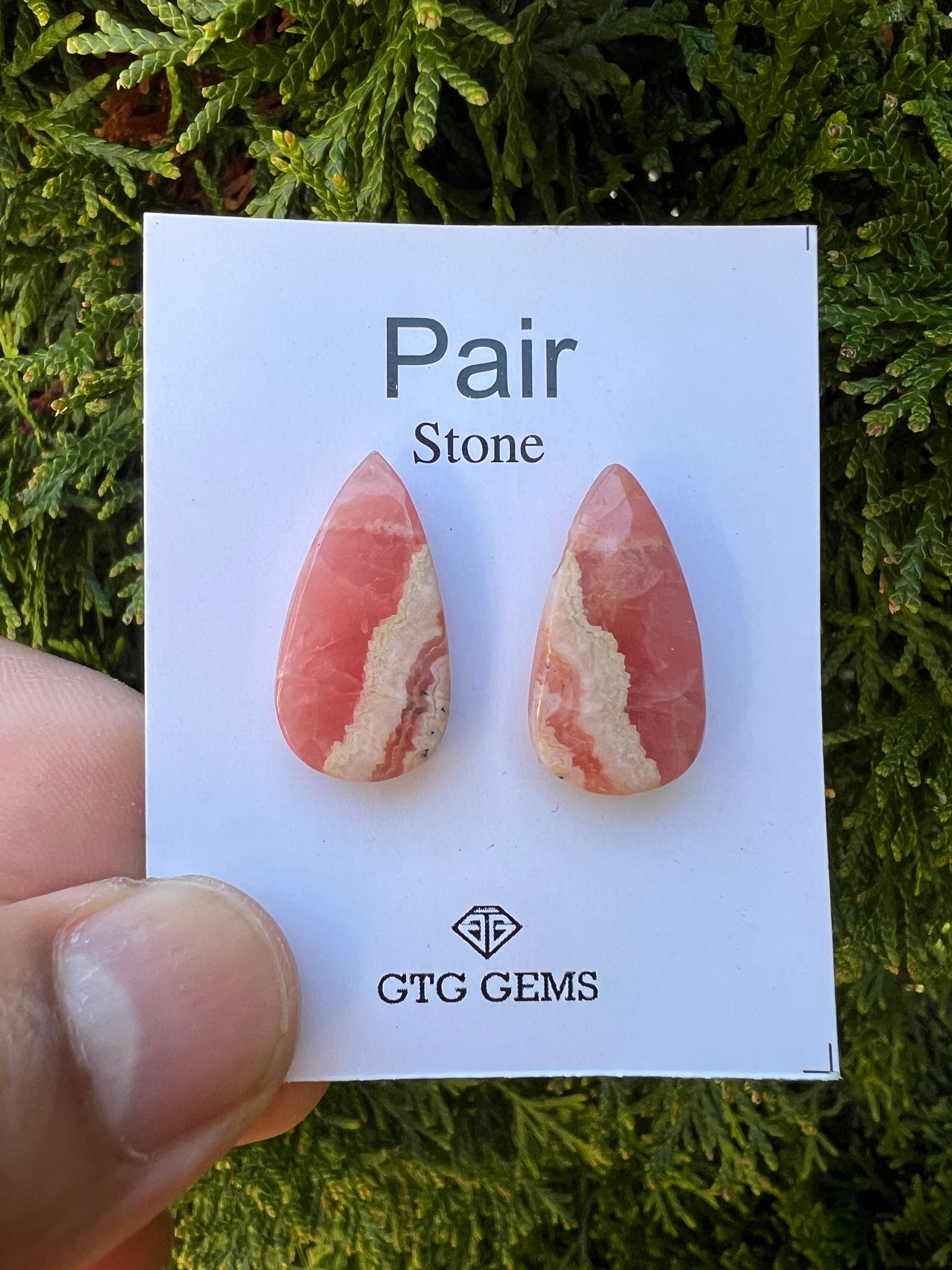 Rhodochrosite 24x13 mm Matching Pair Cabochon