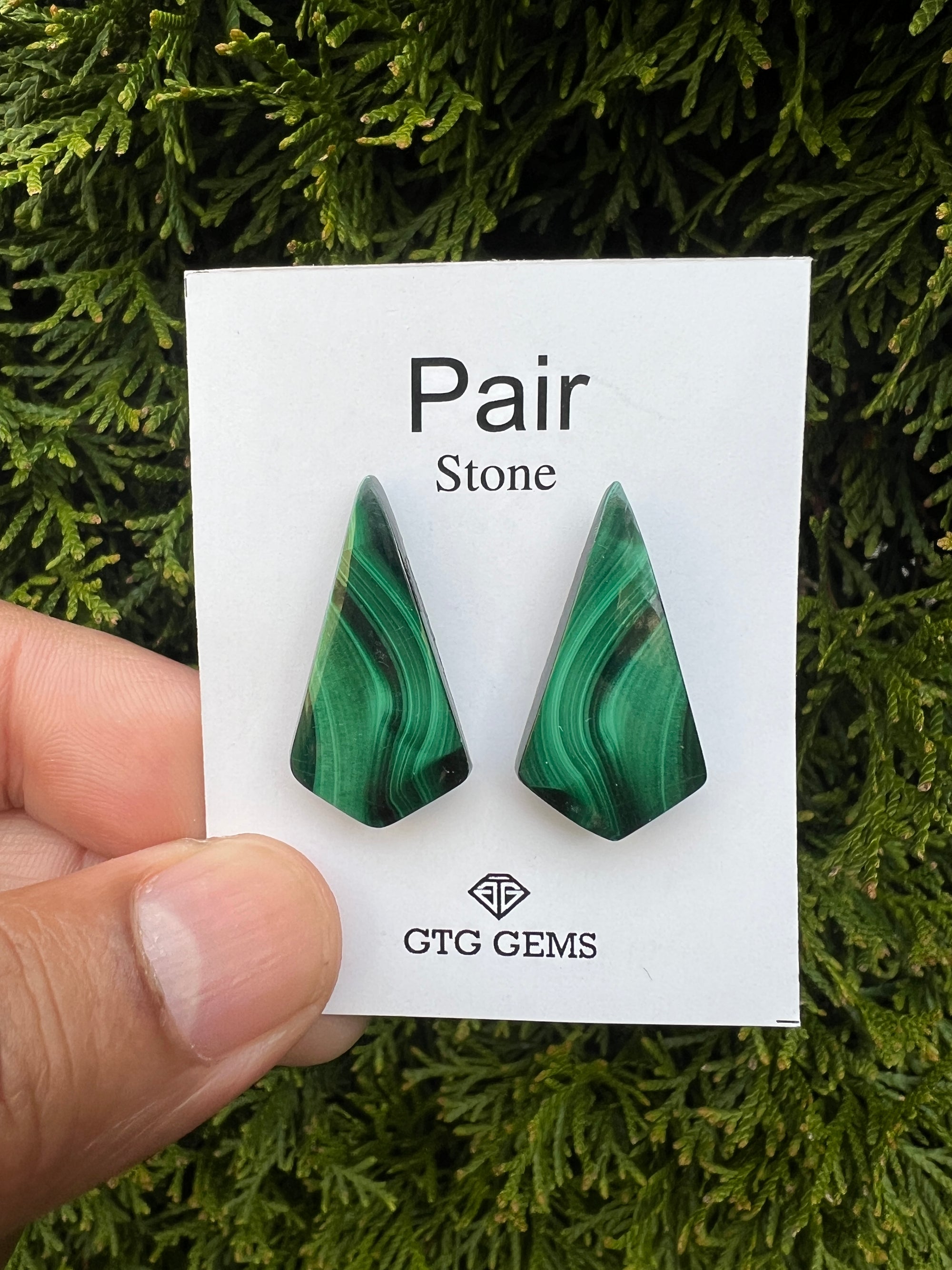 Malachite matching pair 29x15mm approximately 35 carat (GTG-MMC-20)