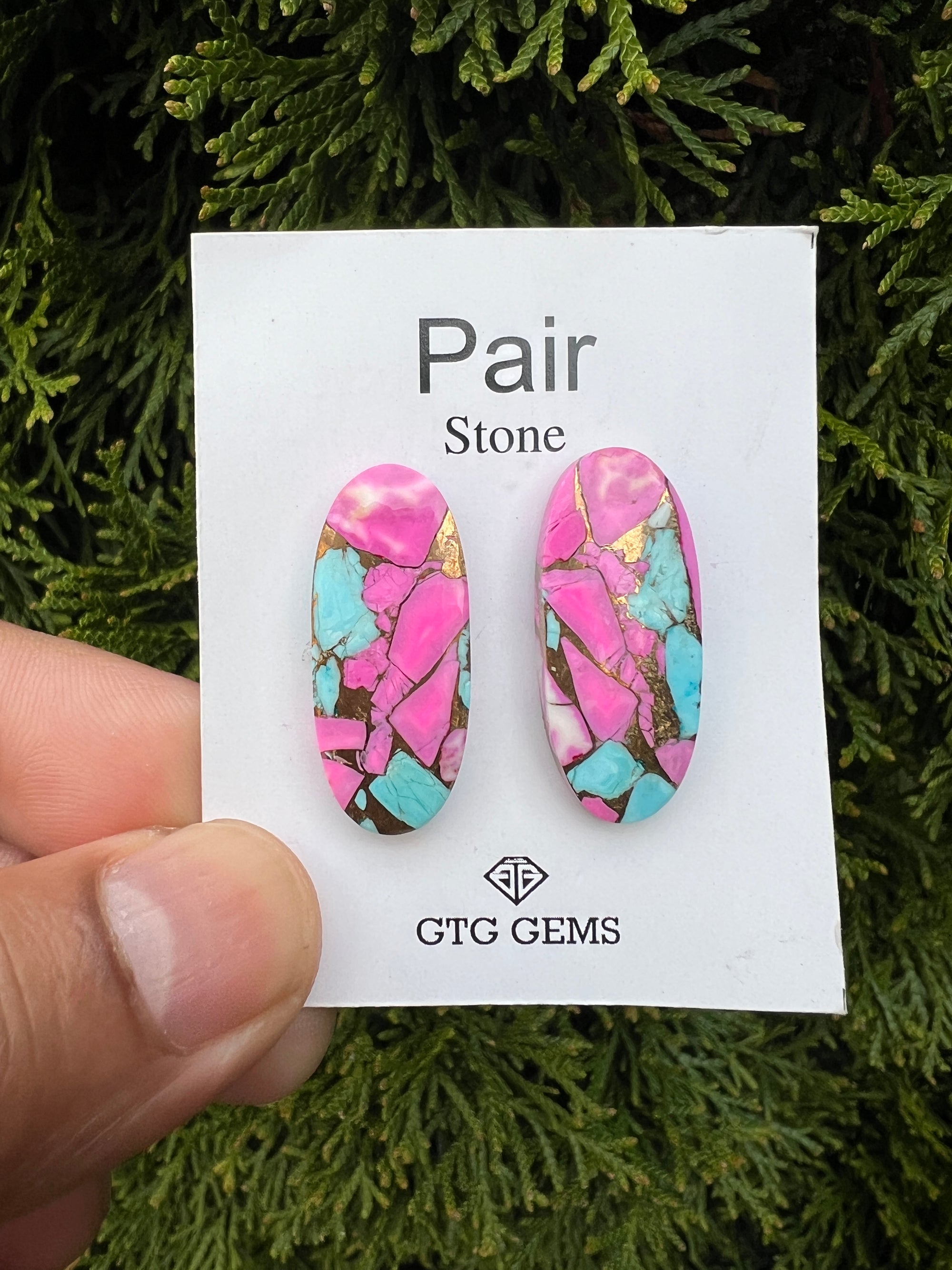 Cotton candy Turquoise matching pair  29x 12mm (GTG-MCC-12)