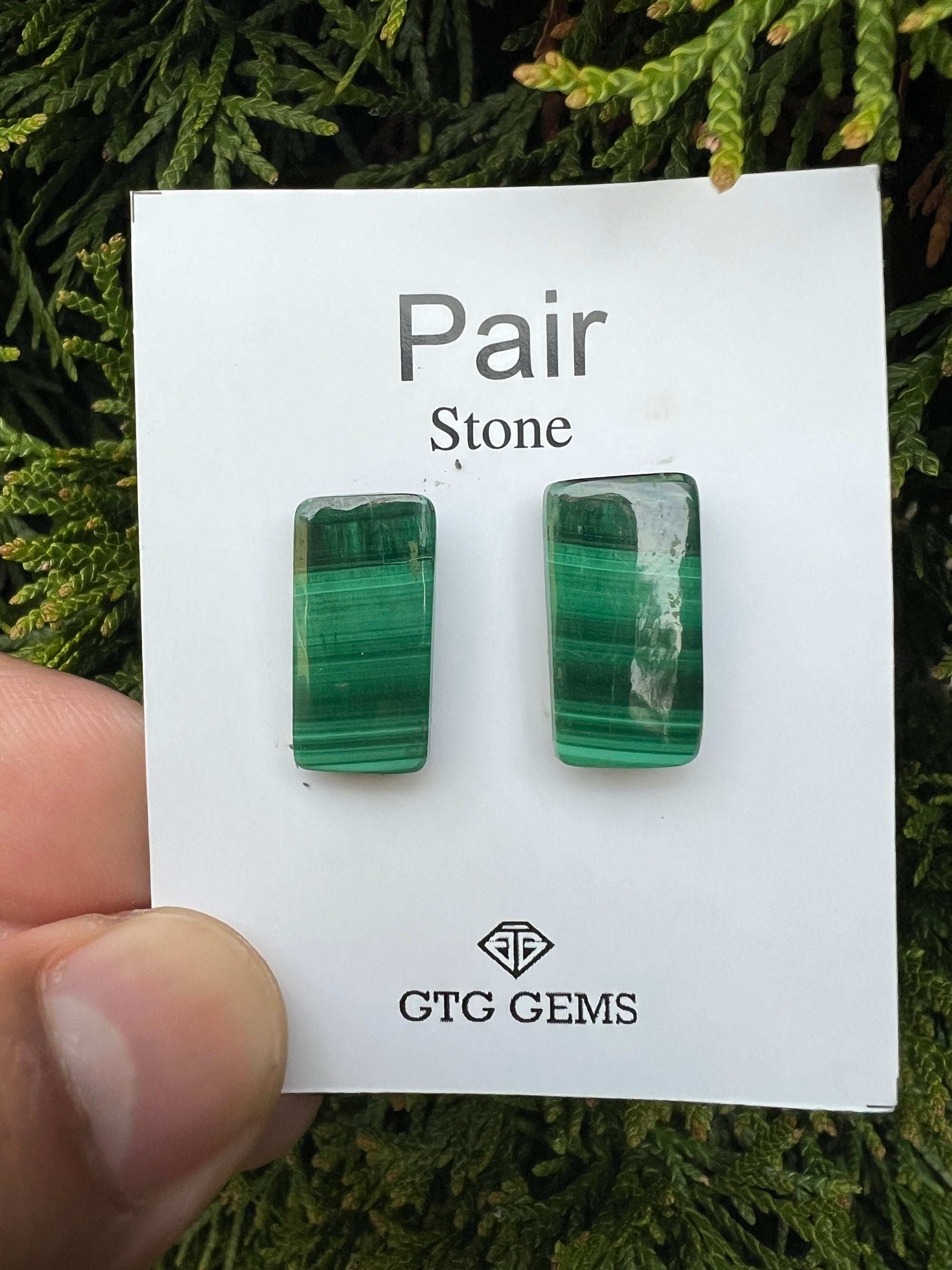 Malachite matching pair 19x10mm approximately 20 carat (GTG-MMC-5)