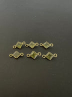 Peridot 18K Gold Filled Bezel 5x5 mm, Double  Connector, Peridot Charm (GTG-GBP-7)