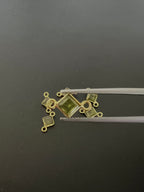 Peridot 18K Gold Filled Bezel 5x5 mm, Double  Connector, Peridot Charm (GTG-GBP-7)