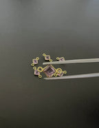 Amethyst 18K Gold Filled Bezel 5x5mm, Double Connector, Amethyst Charm (GTG-GBA-2)