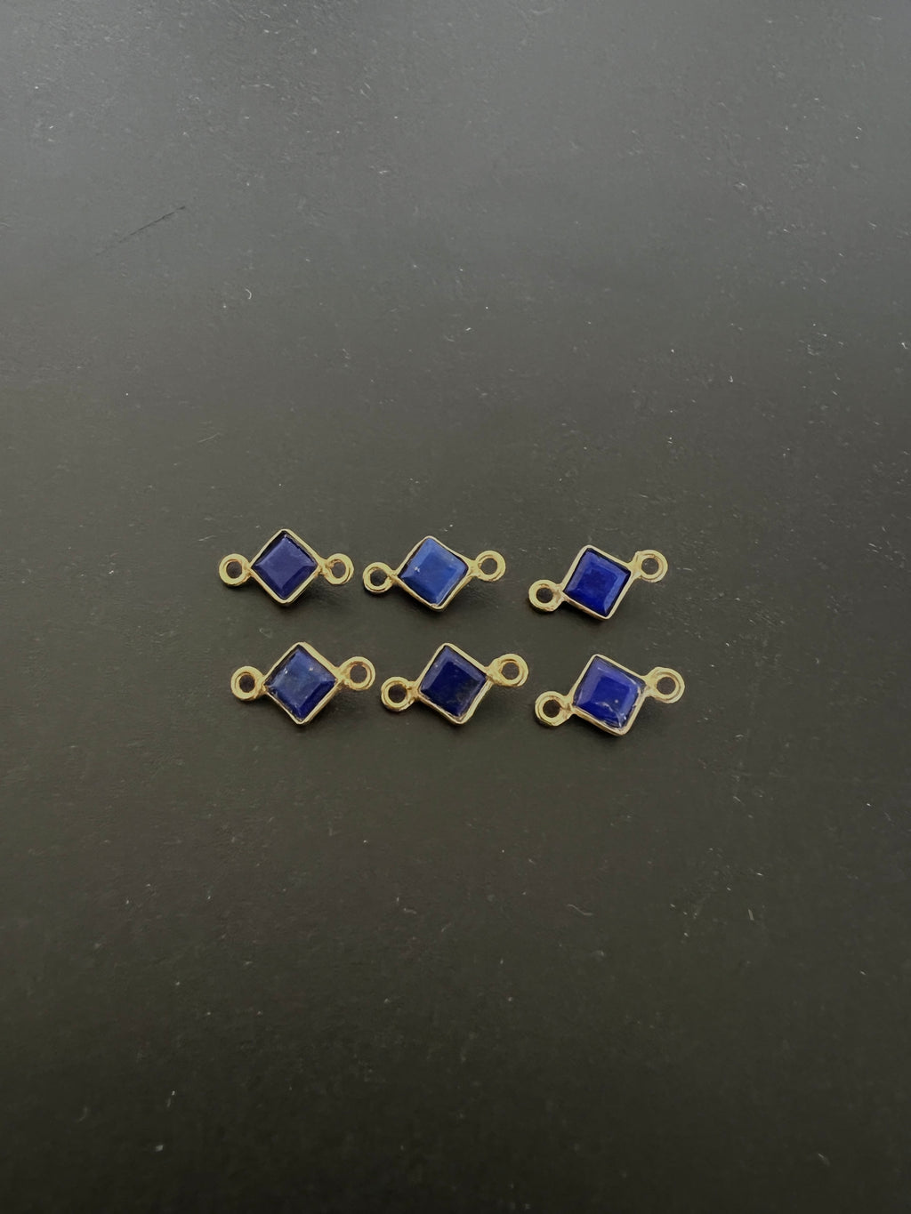 Lapis 18K Gold Filled Bezel 5x5 mm, Double Connector, Lapis Charm (GTG-GLL-4)