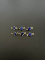 Lapis 18K Gold Filled Bezel 5x5 mm, Double Connector, Lapis Charm (GTG-GLL-4)