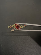 Garnet  18K Gold Filled Bezel 5x5 mm, Double Connector, Garnet  Charm (GTG-GBG -1)