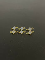 Rainbow Moonstone 18K Gold Filled Bezel 5x5 mm, Double Connector, Moonstone Charm
