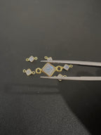 Rainbow Moonstone 18K Gold Filled Bezel 5x5 mm, Double Connector, Moonstone Charm
