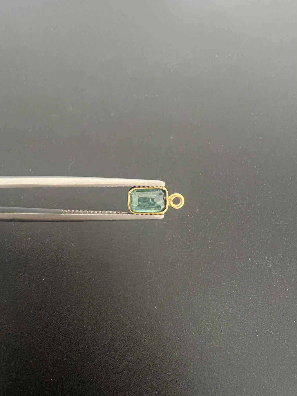 Gold Filled Zambian Emerald 8x6 mm Single Piece, Emerald Charm